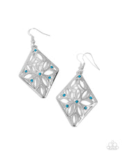 Load image into Gallery viewer, five-dollar-jewelry-pumped-up-posies-blue-earrings-paparazzi-accessories
