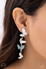 Load image into Gallery viewer, Open Door Jewelry - Flying Flashy - Blue Clip-On - Paparazzi Accessories
