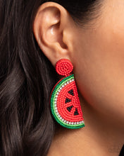 Load image into Gallery viewer, Open Door Jewelry - Watermelon Welcome - Red Post Earrings - Paparazzi Accessories
