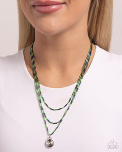 Open Door Jewelry - Spiral Safari - Green Necklace - Paparazzi Accessories