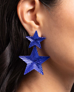 Open Door Jewelry - Patriotic Promise - Blue Post Earrings - Paparazzi Accessories