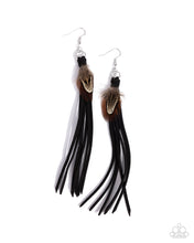 Load image into Gallery viewer, five-dollar-jewelry-feathered-festivity-black-earrings-paparazzi-accessories
