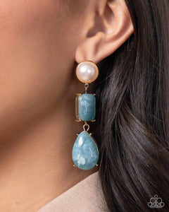 Open Door Jewelry - Marbled Masterpiece - Blue Post Earrings - Paparazzi Accessories