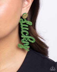 Open Door Jewelry - Lucky Legato - Green Post Earrings - Paparazzi Accessories
