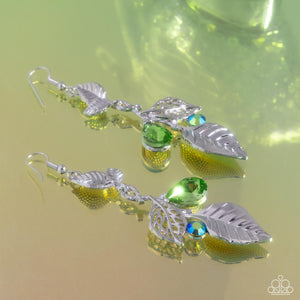 Open Door Jewelry - Descending Dazzle - Green Earrings - Paparazzi Accessories