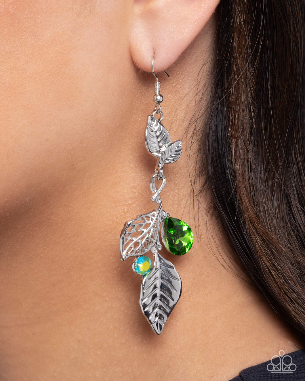 Open Door Jewelry - Descending Dazzle - Green Earrings - Paparazzi Accessories