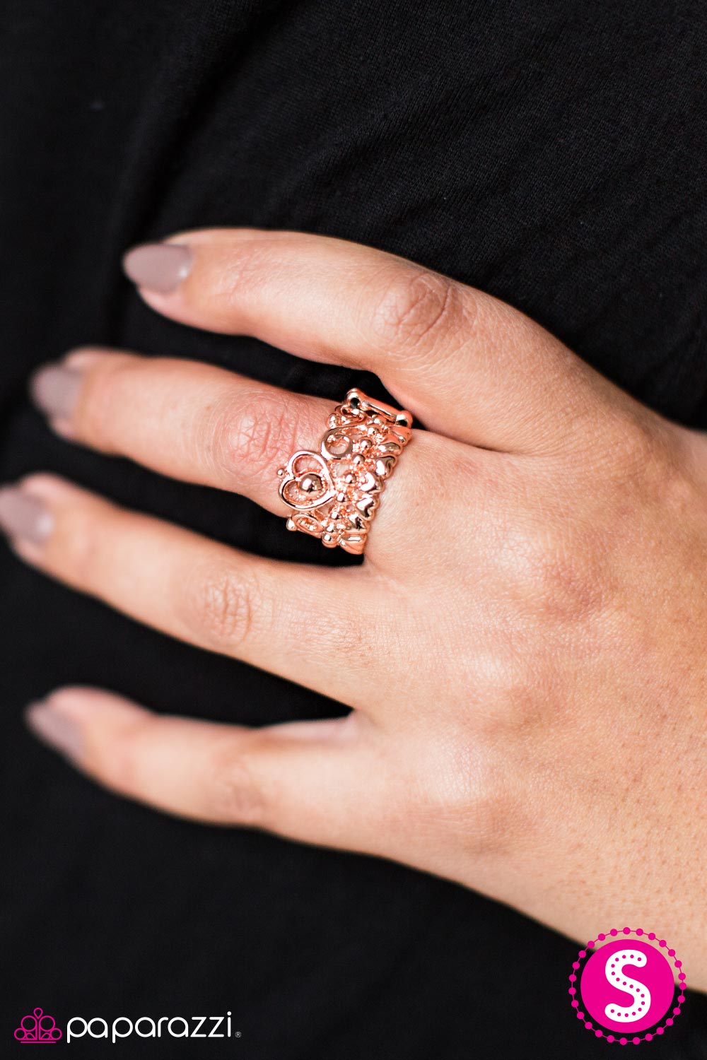 five-dollar-jewelry-crown-of-hearts-copper-ring-paparazzi-accessories