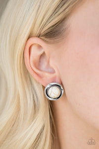Open Door Jewelry - Out Of This Galaxy - White Post Earrings - Paparazzi Accessories