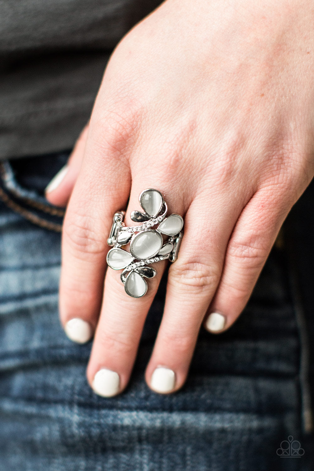 Open Door Jewelry - Bliss Out - White Ring - Paparazzi Accessories