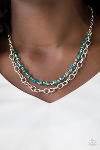 Open Door Jewelry - Block Party Princess - Green Necklace - Paparazzi Accessories