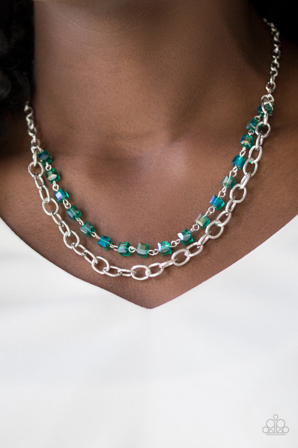 Open Door Jewelry - Block Party Princess - Green Necklace - Paparazzi Accessories