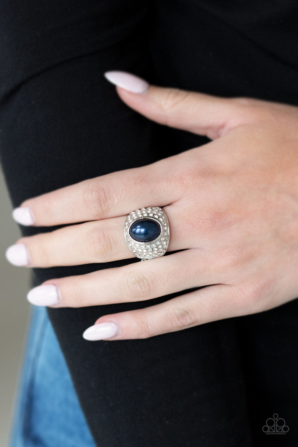 Open Door Jewelry - Glittering Go-Getter -Blue Ring - Paparazzi Accessories