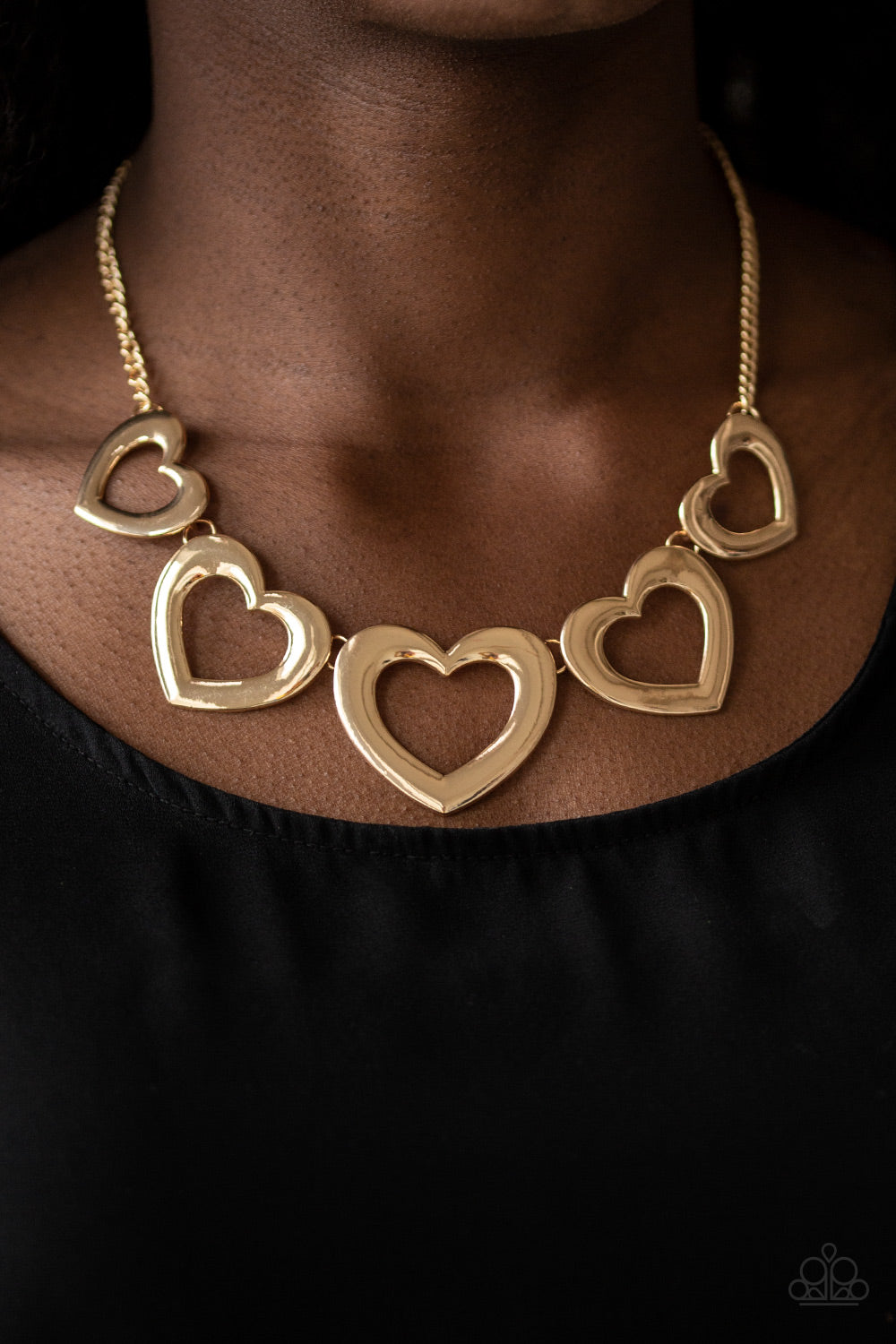 Open Door Jewelry - Hearty Hearts - Gold Necklace - Paparazzi Accessories