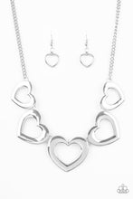 Load image into Gallery viewer, five-dollar-jewelry-hearty-hearts-silver-necklace-paparazzi-accessories
