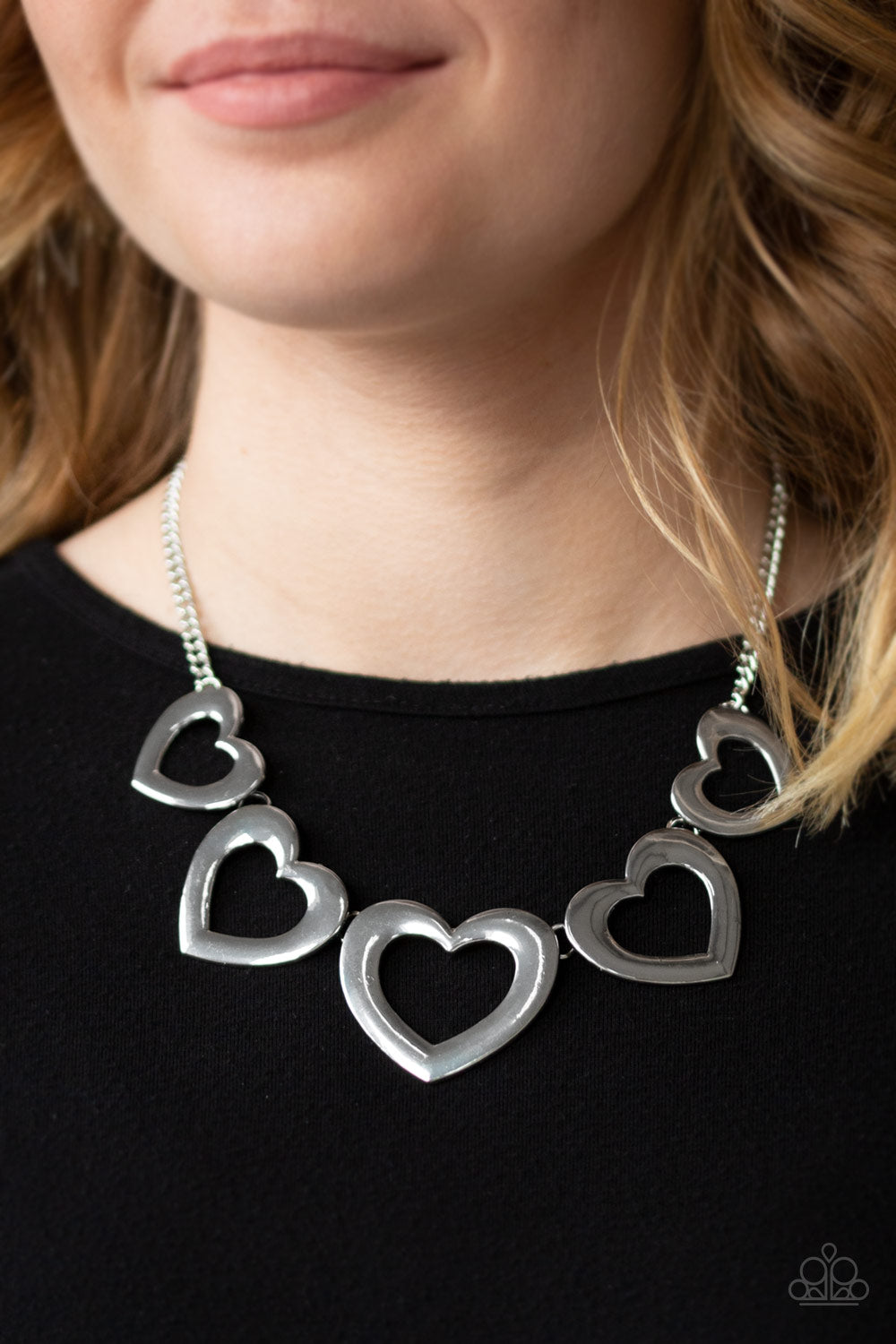 Open Door Jewelry - Hearty Hearts - Silver Necklace - Paparazzi Accessories