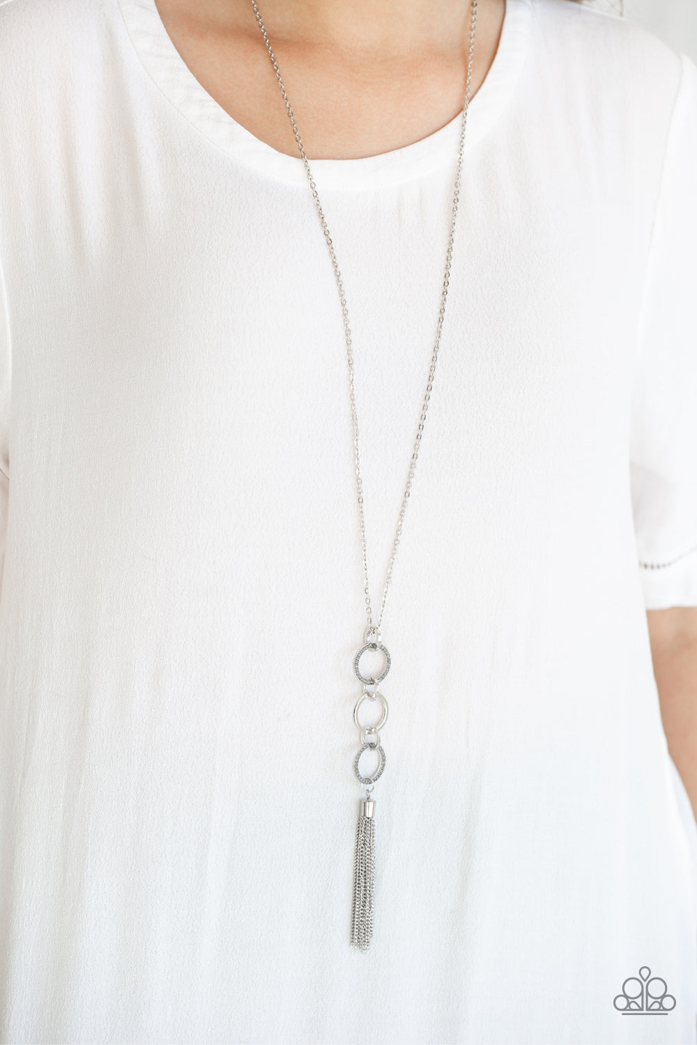 Open Door Jewelry - Diva In Diamonds - Silver Necklace - Paparazzi Accessories