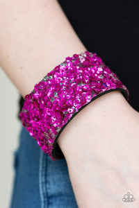 Open Door Jewelry - Starry Sequins - Pink Bracelet - Paparazzi Accessories