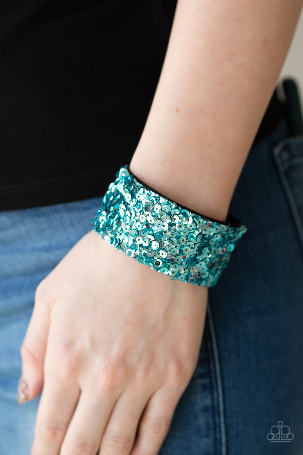 Open Door Jewelry - Starry Sequins - Blue Bracelet - Paparazzi Accessories