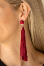 Load image into Gallery viewer, Open Door Jewelry - Tightrope Tassel - Red Post Earrings - Paparazzi Accessories
