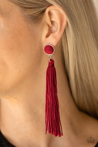 Open Door Jewelry - Tightrope Tassel - Red Post Earrings - Paparazzi Accessories