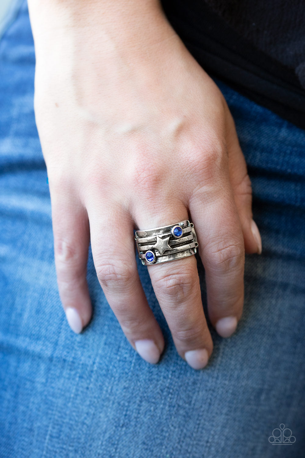 Open Door Jewelry - Stars and Stripes - Blue Ring - Paparazzi Accessories