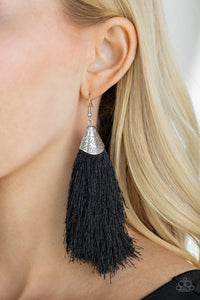 Open Door Jewelry - Tassel Temptress - Black Earrings - Paparazzi Accessories