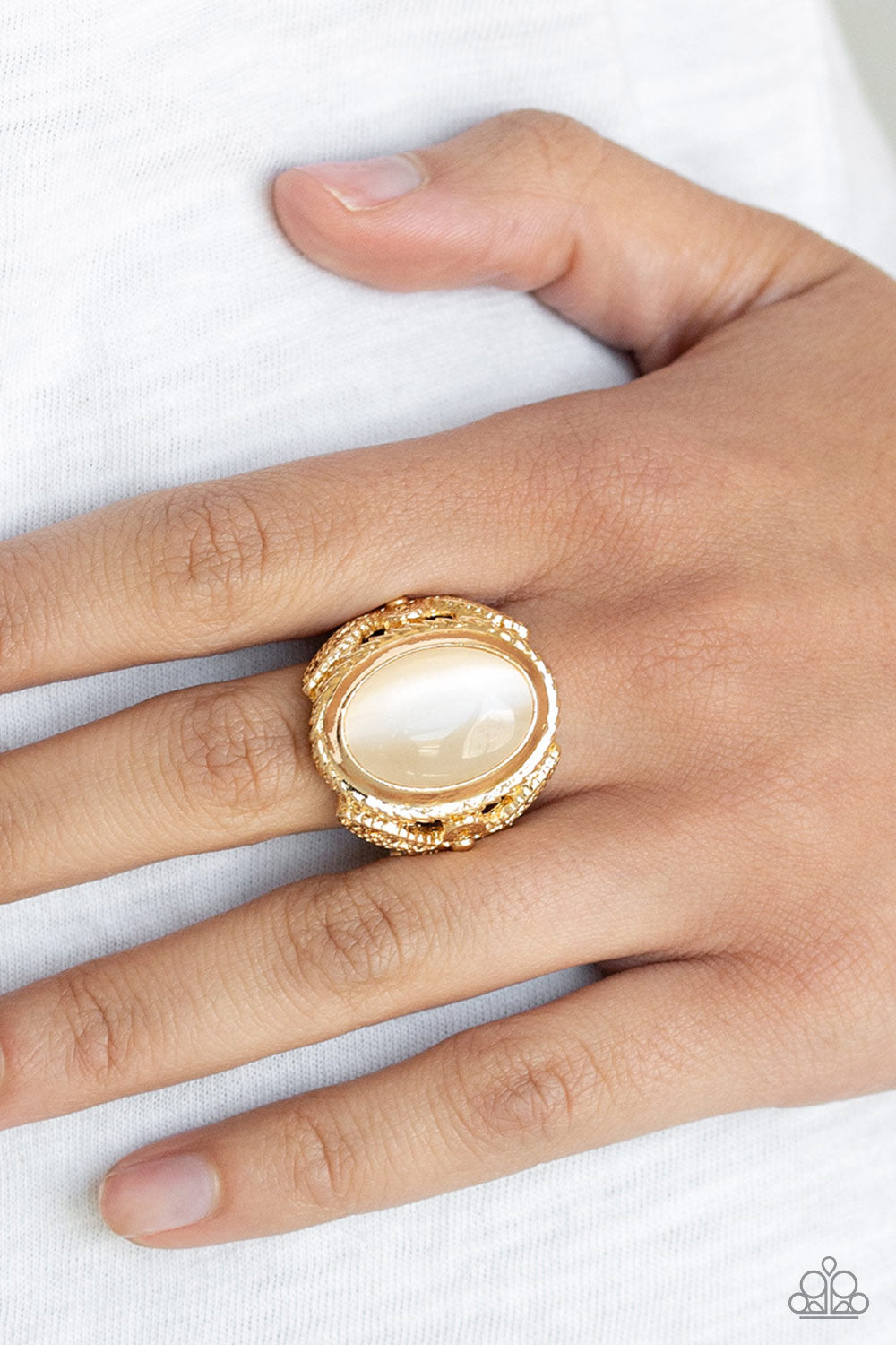 Open Door Jewelry - Deep Freeze - Gold Ring - Paparazzi Accessories