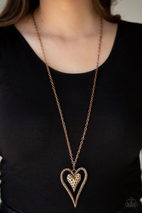 Open Door Jewelry - Hardened Hearts - Copper Necklace - Paparazzi Accessories