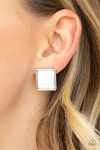 Open Door Jewelry - Eco Elegance - White Post Earrings - Paparazzi Accessories