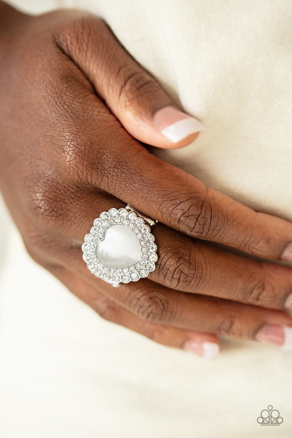 Open Door Jewelry - Lovely Luster - White Ring - Paparazzi Accessories