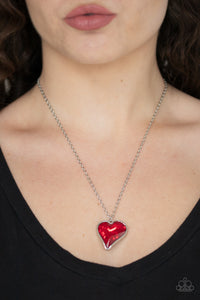 Open Door Jewelry - Heart Flutter - Red Necklace - Paparazzi Accessories