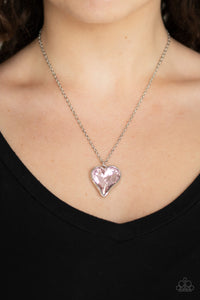 Open Door Jewelry - Heart Flutter - Pink Necklace - Paparazzi Accessories