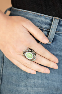 Open Door Jewelry - Dashingly Dewy - Green Ring - Paparazzi Accessories