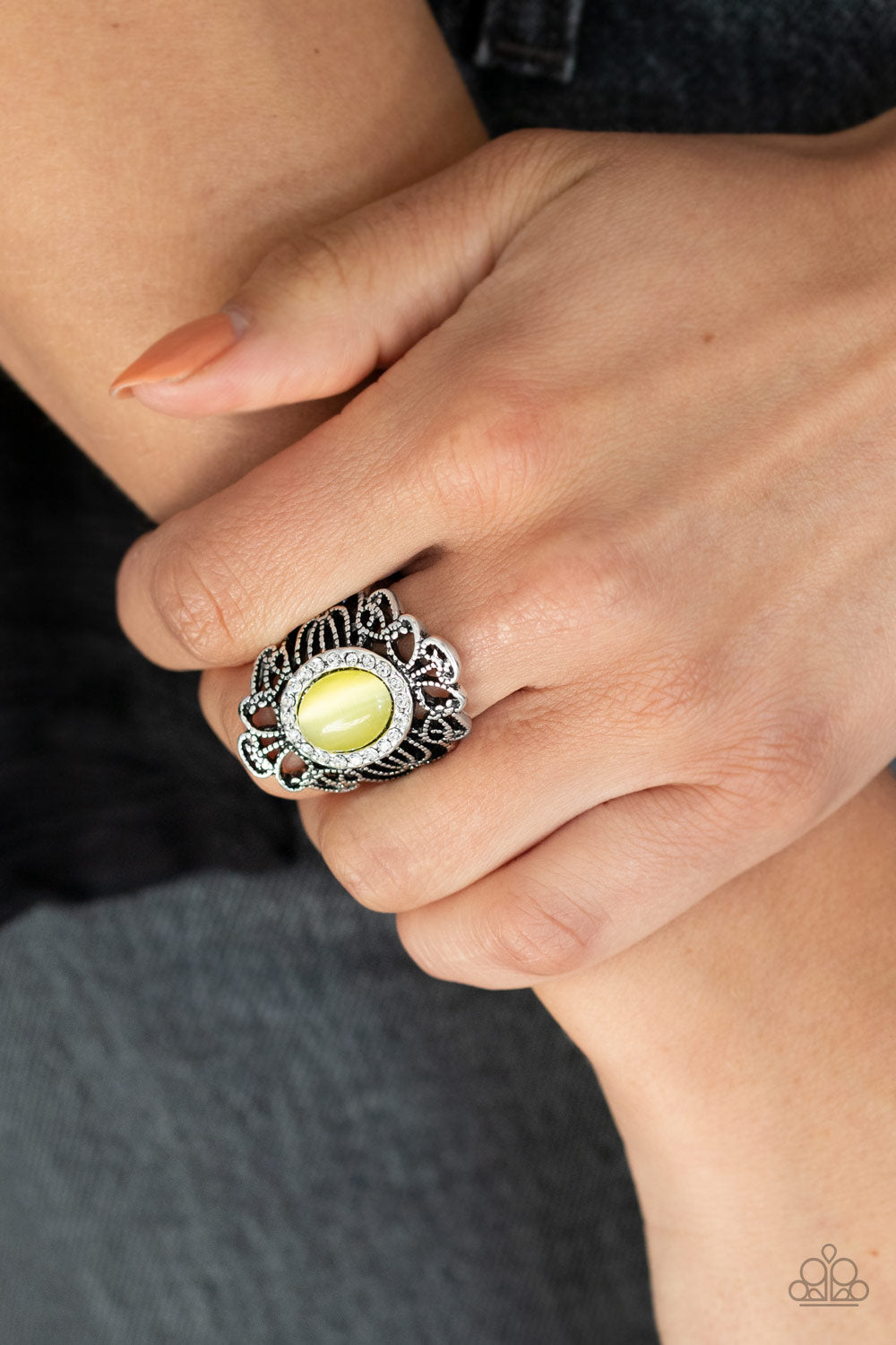 Open Door Jewelry - Dashingly Dewy - Yellow Ring - Paparazzi Accessories