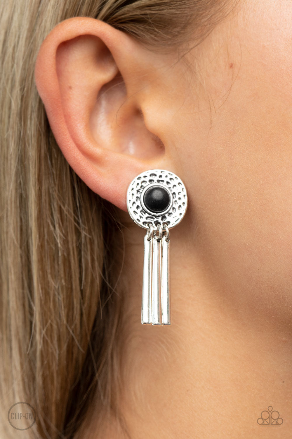 Open Door Jewelry - Desert Amulet - Black Clip-On - Paparazzi Accessories