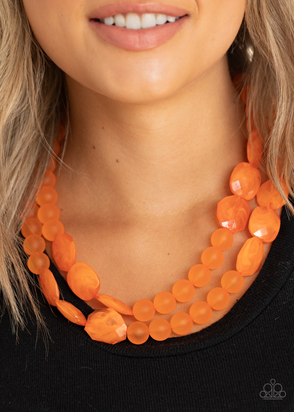 Open Door Jewelry - Arctic Art - Orange Necklace - Paparazzi Accessories