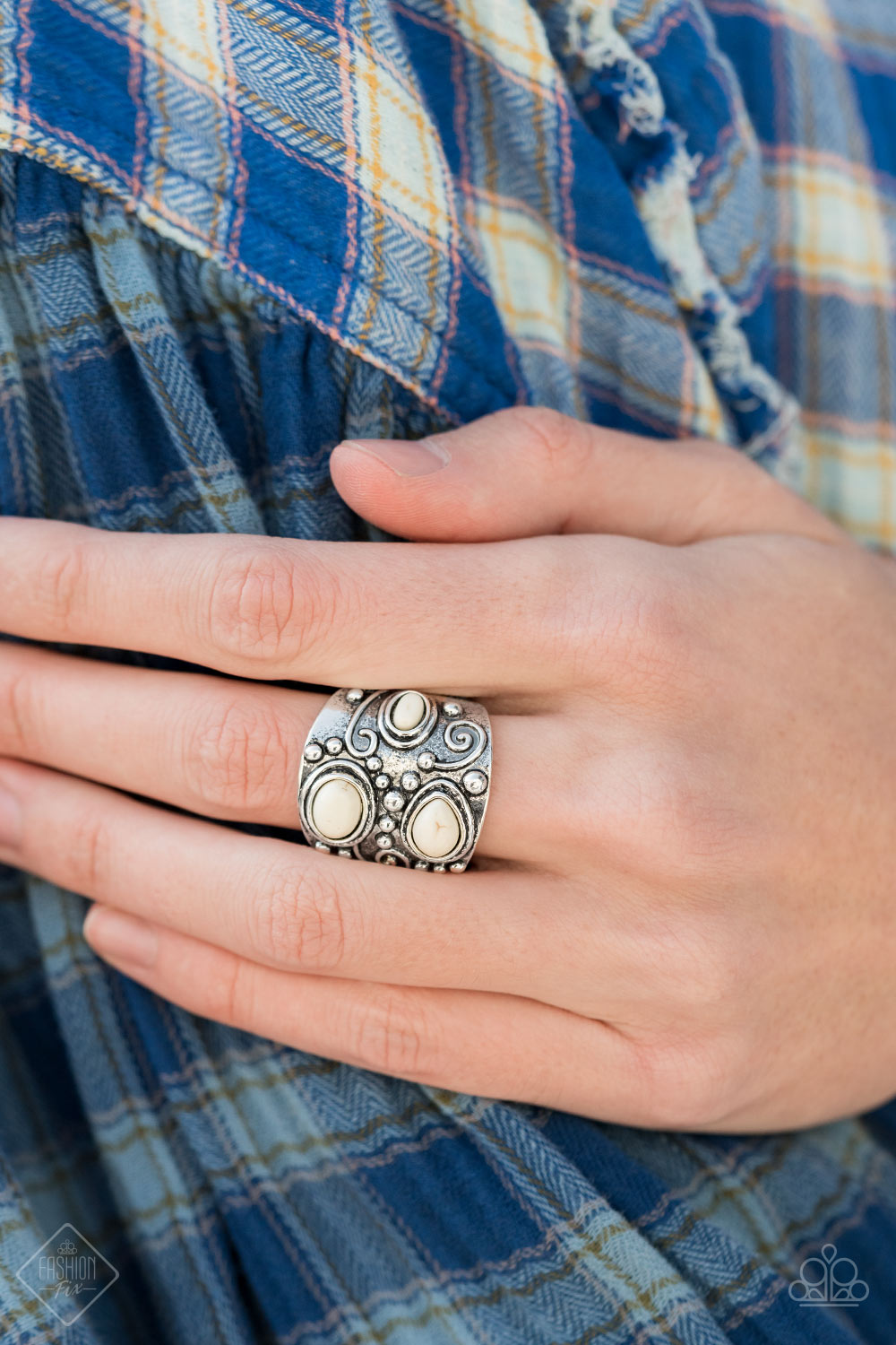 Open Door Jewelry - Modern Mountain Ranger - White Ring - Paparazzi Accessories