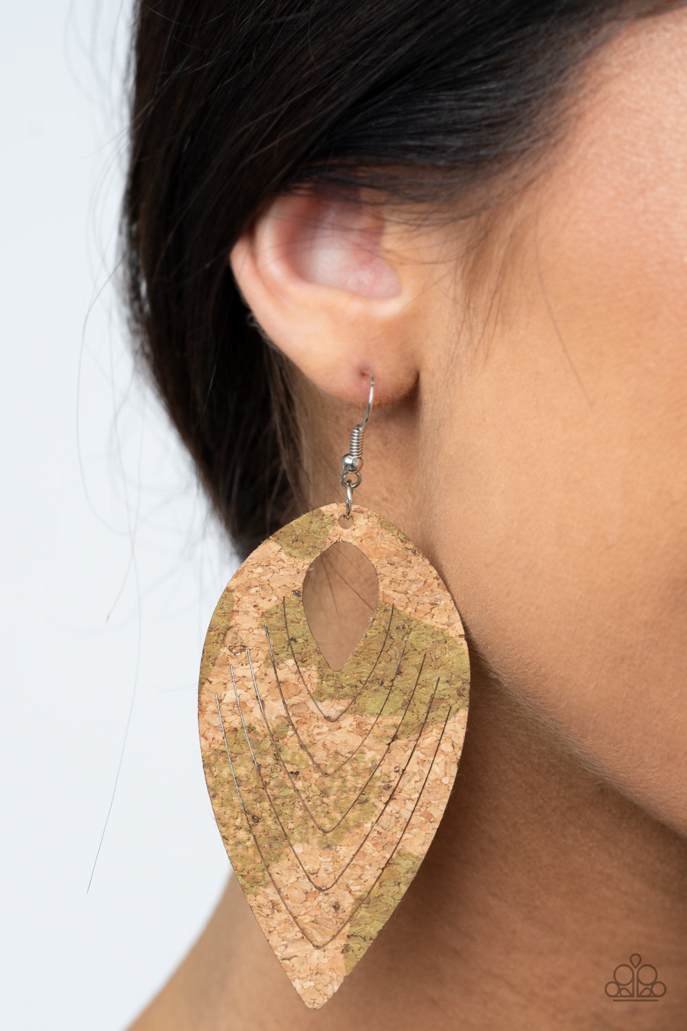 Open Door Jewelry - Cork Cabana - Green Earrings - Paparazzi Accessories