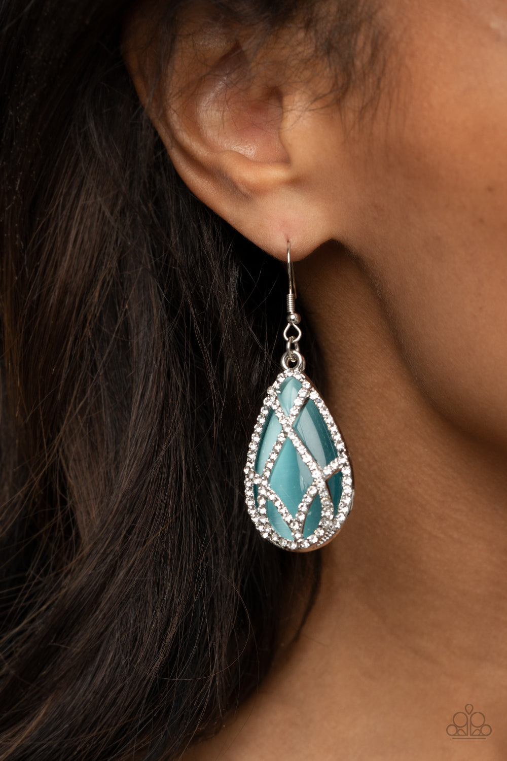 Open Door Jewelry - Crawling With Couture - Blue Earrings - Paparazzi Accessories