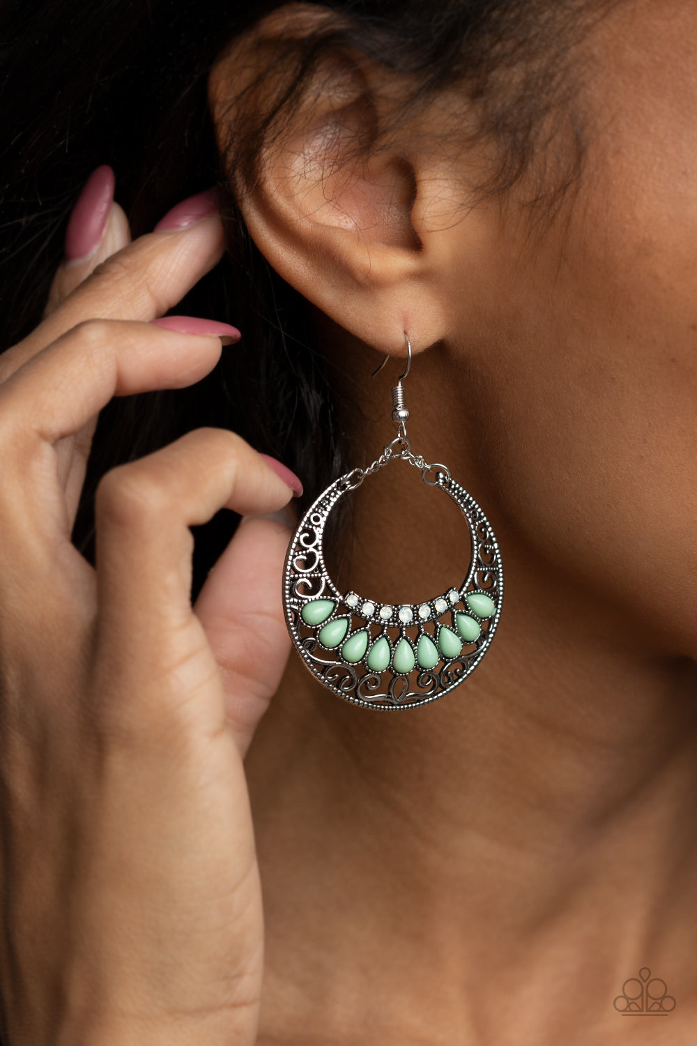 Open Door Jewelry - Crescent Couture - Green Earrings - Paparazzi Accessories