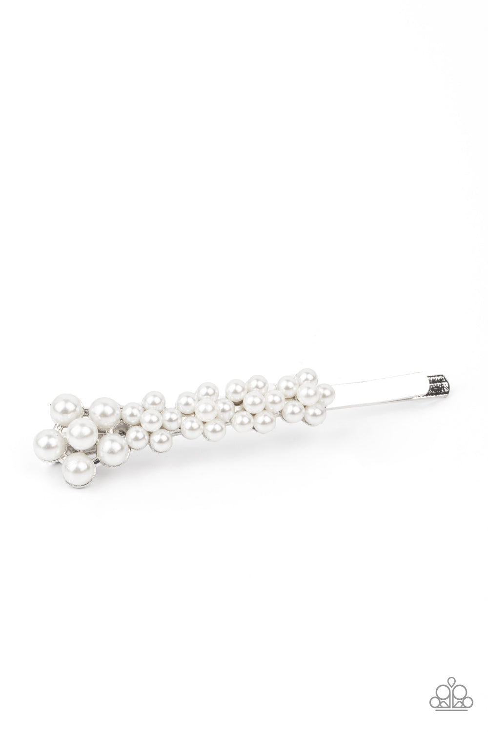 Open Door Jewelry - Pearl Patrol - White Hair Clip - Paparazzi Accessories