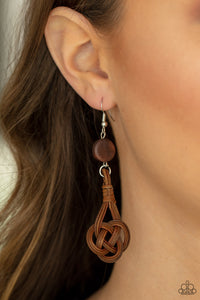 Open Door Jewelry - Twisted Torrents - Brown Earrings - Paparazzi Accessories