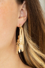 Load image into Gallery viewer, Open Door Jewelry - Pursuing The Plumes - Gold Post Earrings - Paparazzi Accessories
