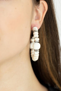 Open Door Jewelry - Definitely Down-To-Earth - White Earrings - Paparazzi Accessories