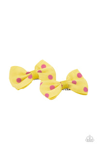 five-dollar-jewelry-polka-dot-drama-yellow-hair clip-paparazzi-accessories