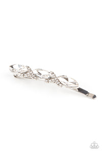 Open Door Jewelry - Stellar Socialite - White Hair Clip - Paparazzi Accessories