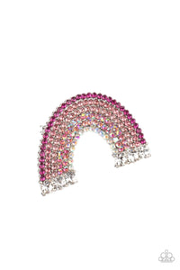 Open Door Jewelry - Somewhere Over The RHINESTONE Rainbow - Pink Hair Clip - Paparazzi Accessories