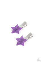 Load image into Gallery viewer, five-dollar-jewelry-sparkly-star-chart-purple-hair clip-paparazzi-accessories
