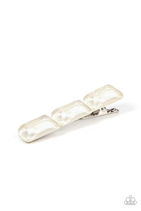 Open Door Jewelry - Gemstone Glimmer - White Hair Clip - Paparazzi Accessories