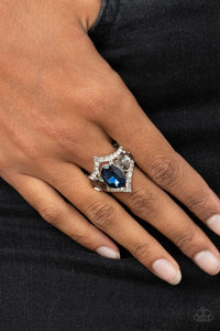 Open Door Jewelry - Bow Down to Dazzle - Blue Ring - Paparazzi Accessories